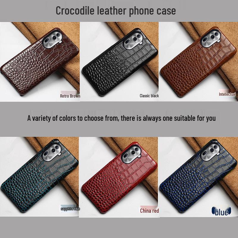 Genuine Leather Crocodile Pattern Half-Cover Case for OPPO Reno8 Pro - Protect your phone in style with this high-quality case.