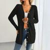 Women's Fashion Casual Solid Color Long Sleeve Loose Pocket Button Cardigan Sweater Jacket