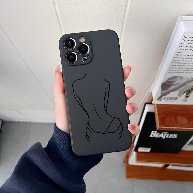Kocham seksowną linię sztuki dziewczyna oryginalny kwadratowy płynny silikonowy futerał na telefon dla iPhone 14 11 12 13 Pro Max X XS XR 7 8 Plus SE2 DIY Cover