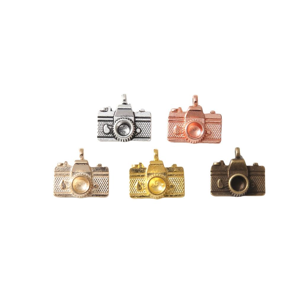 30 camera pendant accessories for DIY handmade necklaces and bracelets, in antique silver, antique bronze, bright red copper, go