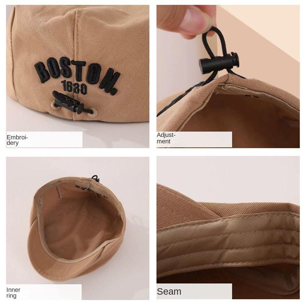Letter Embroidered Beret Hat Retro Denim Peaked Caps Fashion Duck Tongue Cap  for Kids