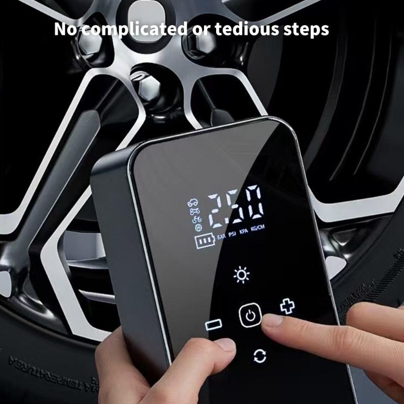 Rechargeable Air Compressor Vehicle Motorcycle Tire Inflator Pump Digital Display Pressure Gauge Detection with LED Lamp