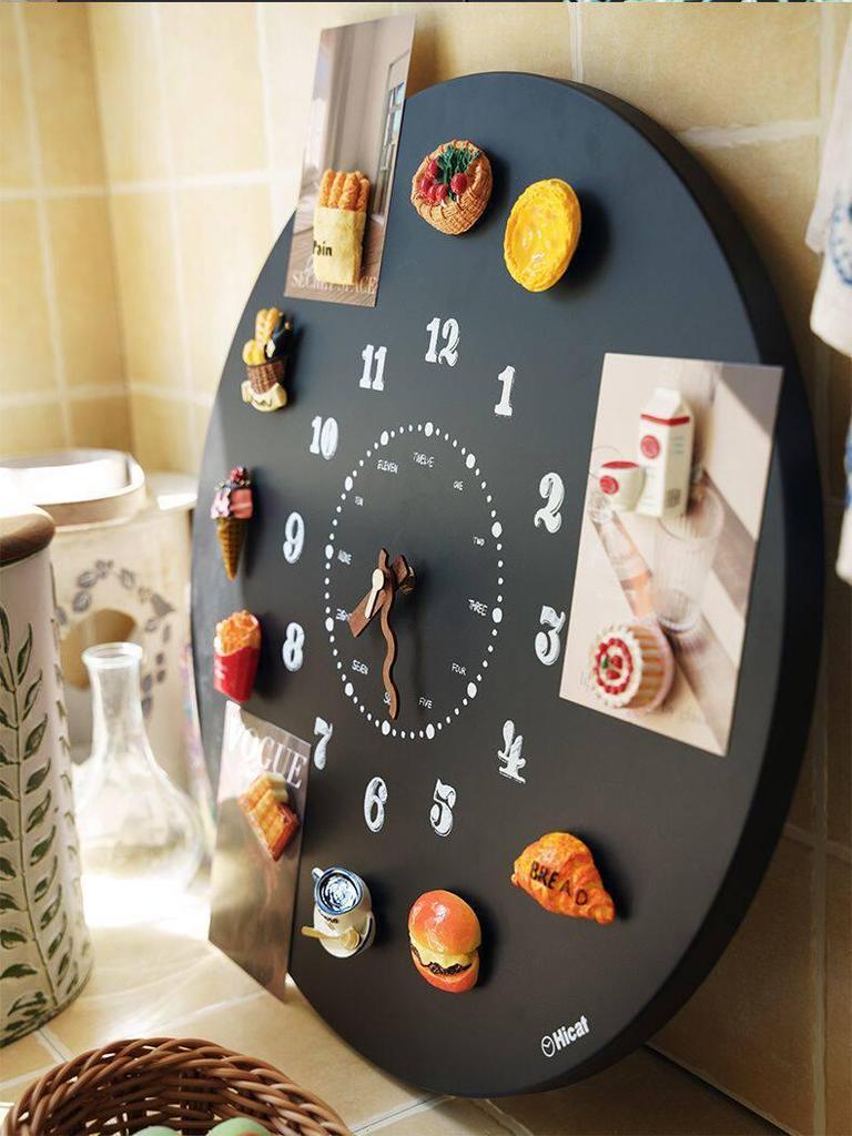 Magnetic Blackboard Wall Clock - DIY Artistic Home Decor for Living Room & Bedroom