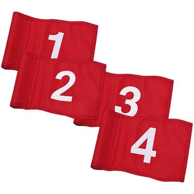 Sewroro Golf Green Flags, Practice Golf Flags with Numbered Targets, Set of 4, Red Nylon, for Grand Golf, Putting Practice, Outdoor Golf Training,