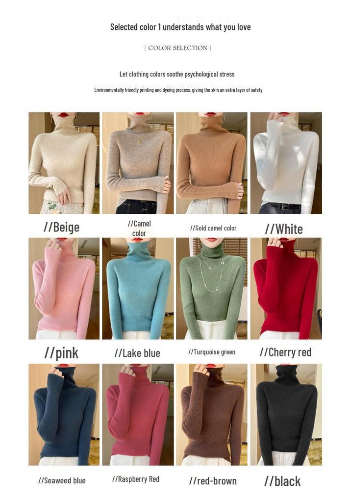 Women's Seamless Slimming Turtleneck Knitwear - Autumn & Winter Velvet Base Layer Sweater.