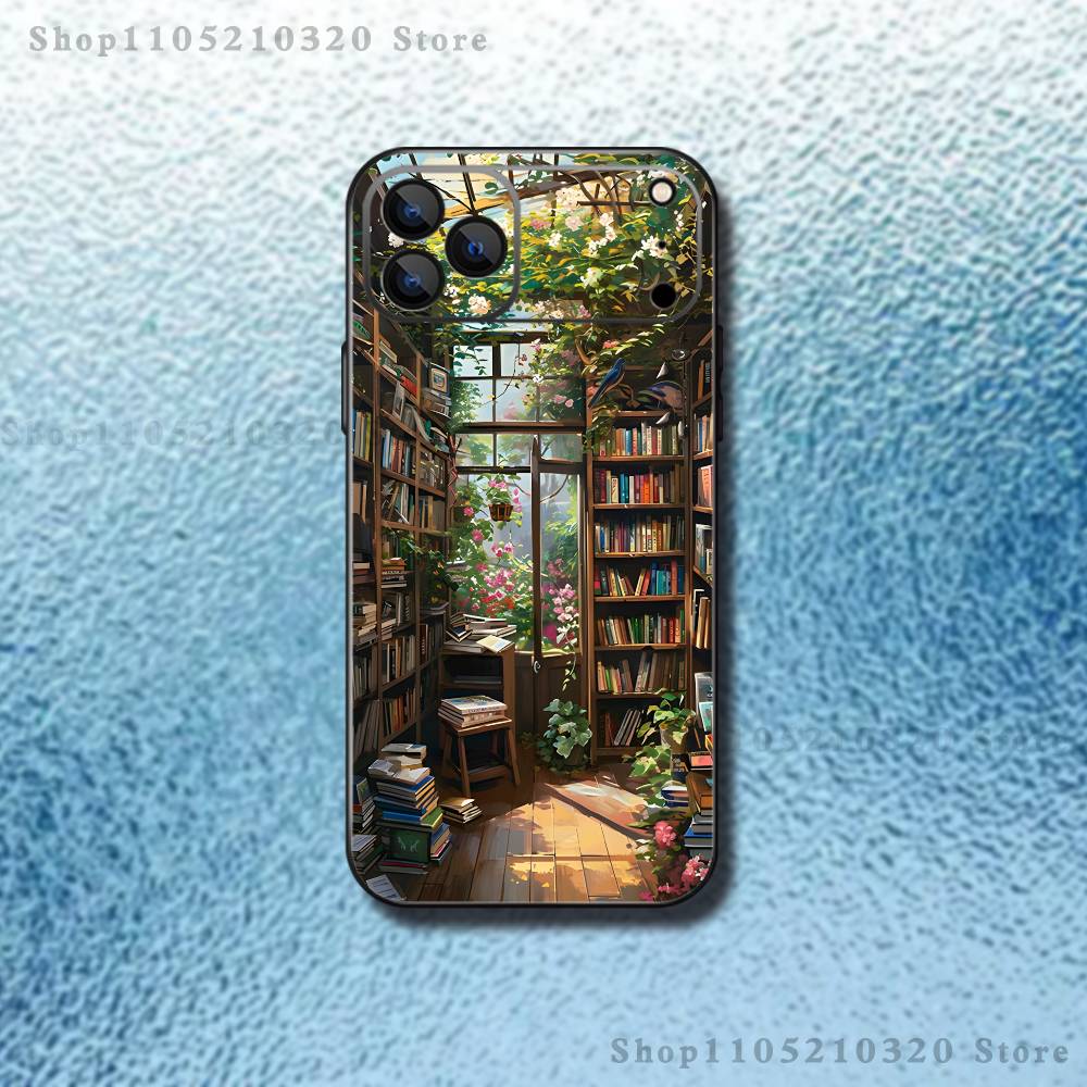 

Book Shelf Creative Pattern Phone Case For iPhone 17,16,15,14,13,12,11,Pro,Max,Plus,E,Air,Mini Protective TPU Cover iPhone15
