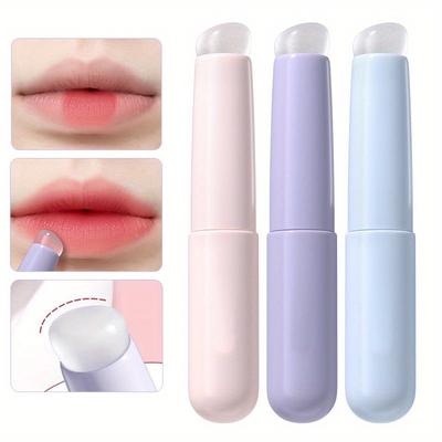 Portable Silicone Lip Brush Q Soft Small Round Head Lip Brush Stick Lipstick Brush Blending Concealer Brush Mini Novice Makeup Brush