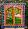Hand-Painted Elephant Wall Jharokha: Indian Wooden Window Hanging