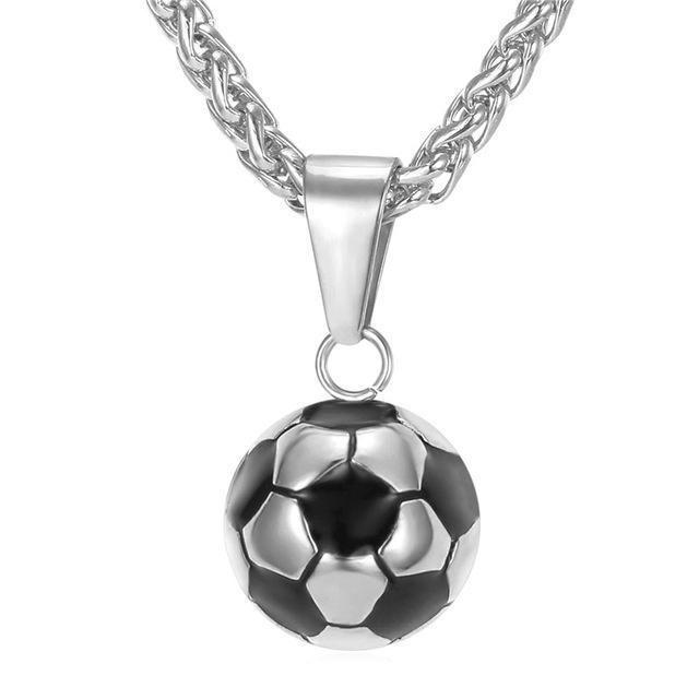 Football Necklace Men's Titanium Steel Non Fading Creative Sports Style European And American Stainless Steel Jewelry Pendant