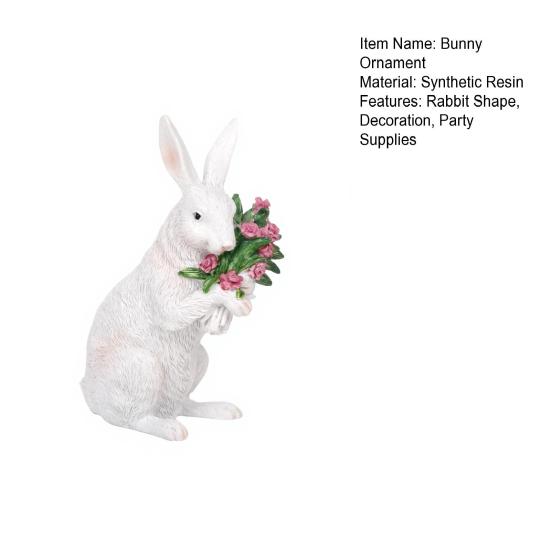 Mini Easter Holding Egg Bunny Statue Flower Colorful Ceramic Rabbit Figurine Spring Easter Home Office Holiday