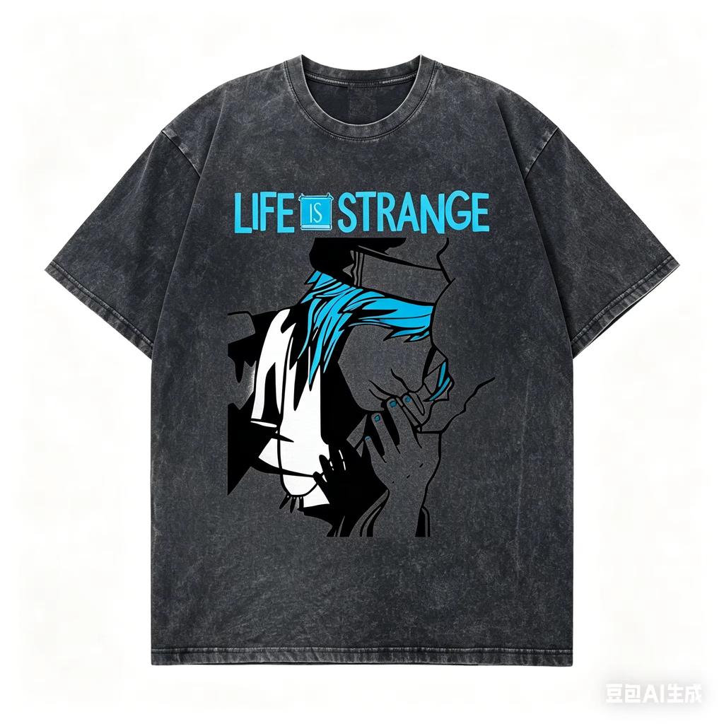 Life Is Strange Game Print Tshirt Unisex Vintage Washed Soft Cotton Short Sleeve Oversized Loose Daily Street Fashion Tees Tops