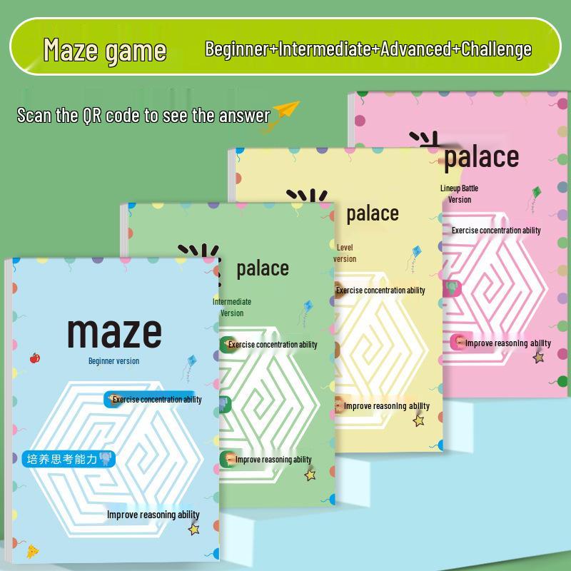 Free Shipping: Children's Maze Training Book - Fun Educational Game for Developing Thinking and Attention Skills In Elementary Students