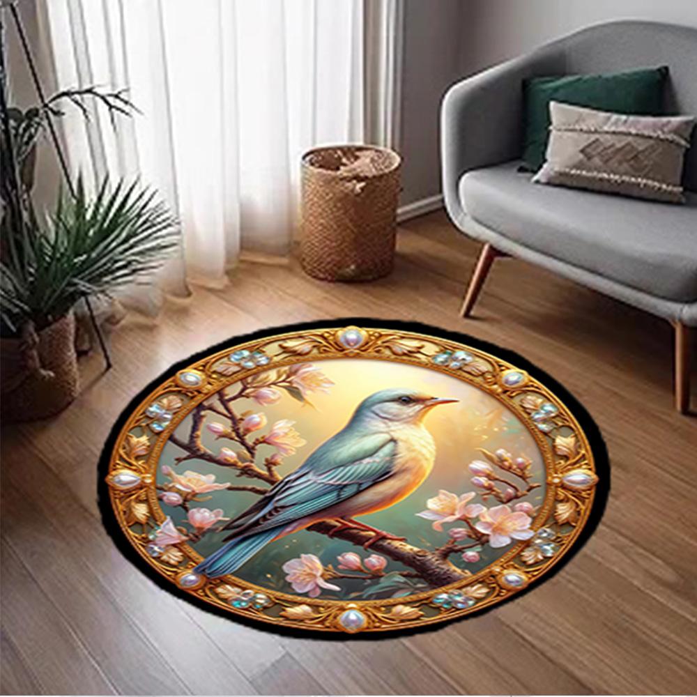 1pc home carpet design for office decor gift living room bedroom non slip colorful hummingbird flowers rug