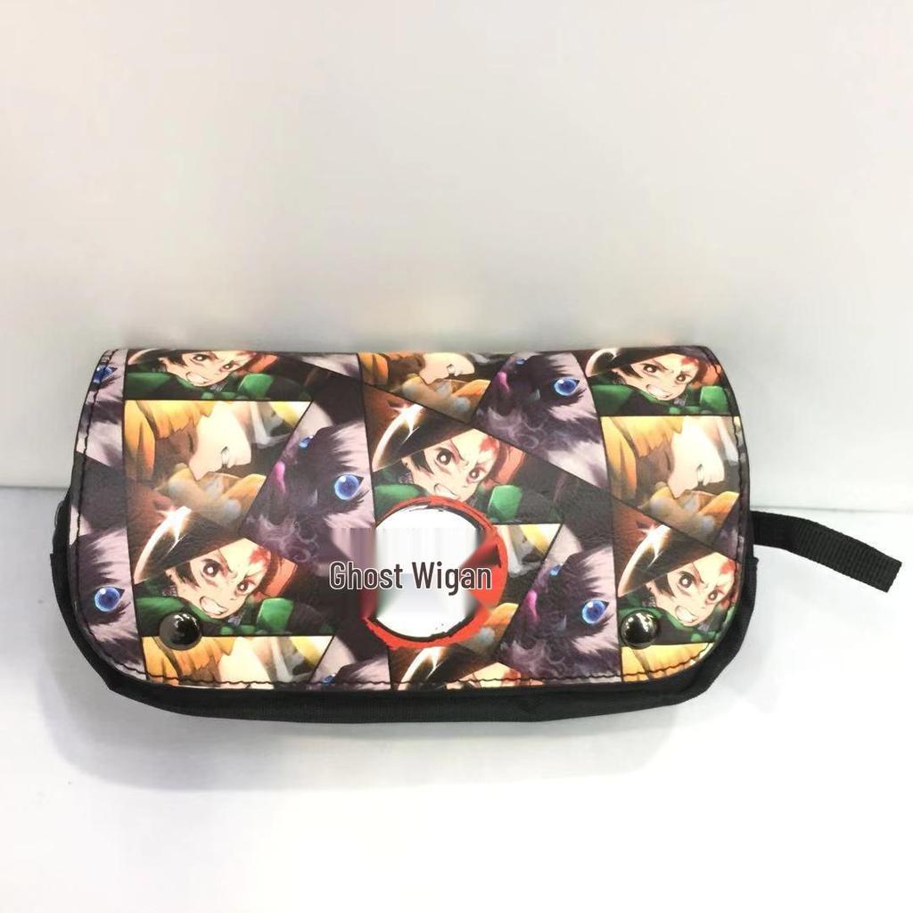 New Year's Day Demon Blade Cartoon Pencil Case - Student Stationery Box with Button Closure