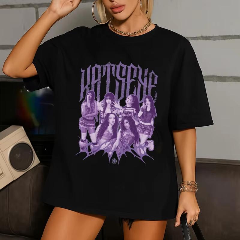 Hot Katseye Funny Print Tshirt Unisex Unisex Casual Graphic Tees Tops Unisex Oneck Short Sleeve T Shirt Gothic Y2k Tshirt Clothes