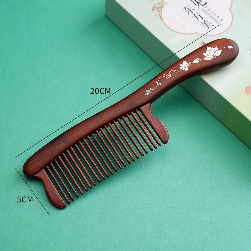 Fioletowe drzewo sandałowe Rzeźbiony drewniany grzebień Pudełko prezentowe - Wysokiej klasy prezent na ślub i Dzień Matki