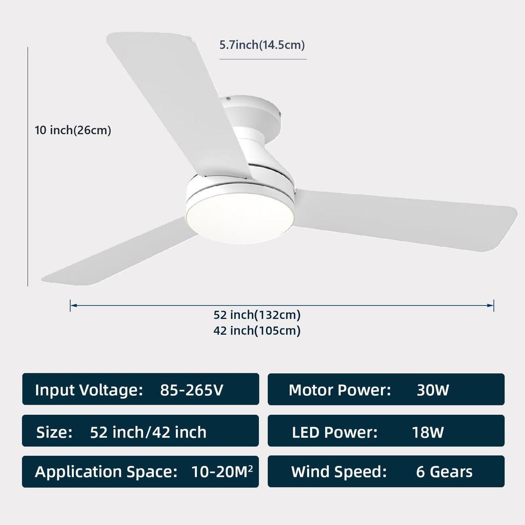 Variable Frequency Smart Ceiling Fan Light for Living Room & Bedroom - Silent, with Adjustable LED