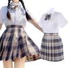 Uniform Cosplay for High School High School Pleated Uniform Cosplay Entrance Graduation Photo Blue L [NIUKACOS] Girls, Skirt, Shirt, Ribbon, Girls,