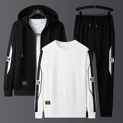 Men's Casual Sports Suit Fall Printed Sweatshirt Three Piece Set