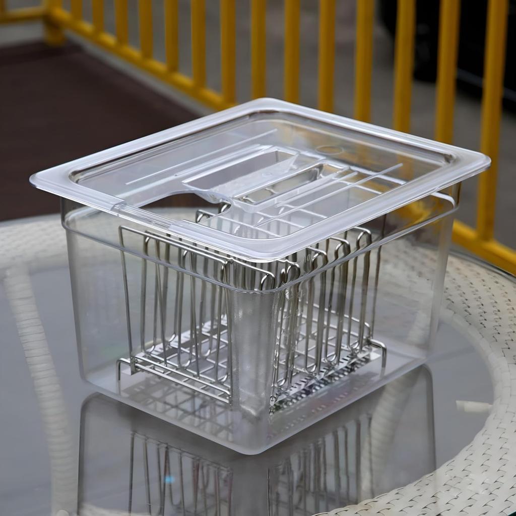 11L Sous Vide Beholdersett - Lokk og Rister med Skillevegger - Passer Anova, Joule, Instant Pot