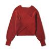2026 Autumn Winter Solid Color V-Neck Cut-out Knit Sweater with Long Sleeves