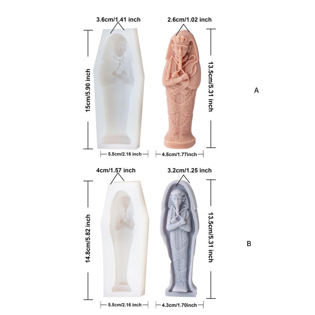 Flexible Silicone Mold 3D Mummy Shaped Wax Candle Molds Scented Aromatherapy Making Mould Handmade Ornament Mould