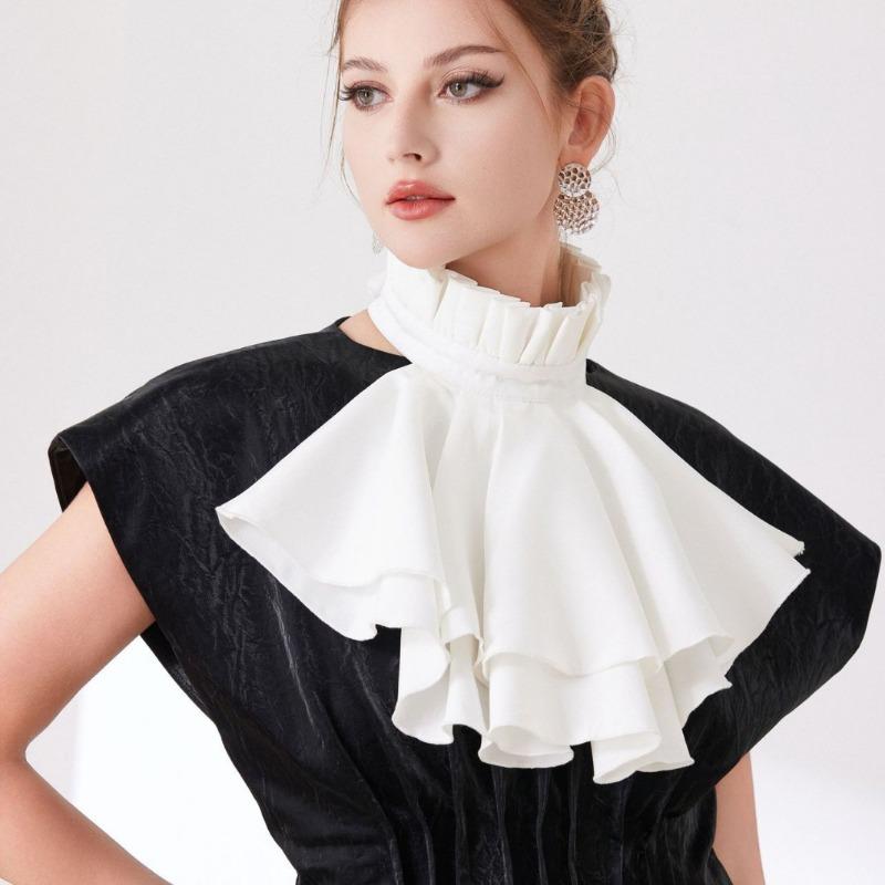 Jabot en Coton Cravate Dentelle Volant Faux Col Cravate de Cou Femmes Hommes Col à Volants Faux Col Accessoire Costume Victorien Cravate Amovible