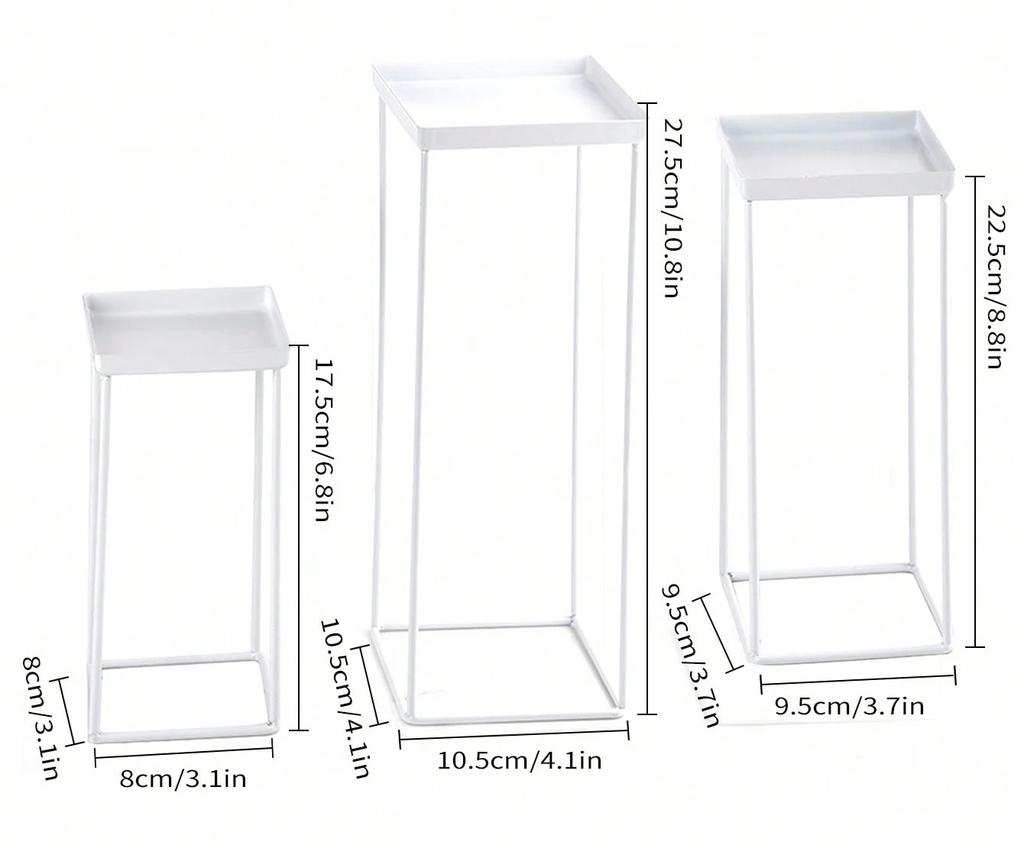 Leeseph Mini Serving Tray Set of 3 Cupcake Stand Metal Riser Racks/Food Display Stands Rectangle Serving Platter Metal Tray