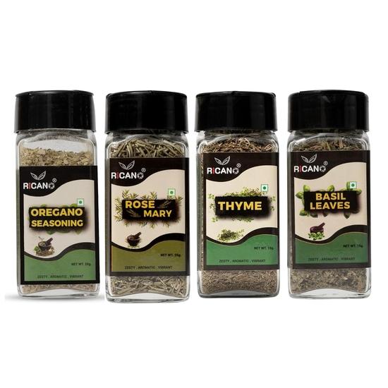 Ricano Oregano 20g, Rozmarýn 25g, Tymián 15g, Bazalka 15g | Prémiové Sušené Bylinky | Přírodní Aroma, Výrazná Chuť | Vaření, Koření | 100% Čisté