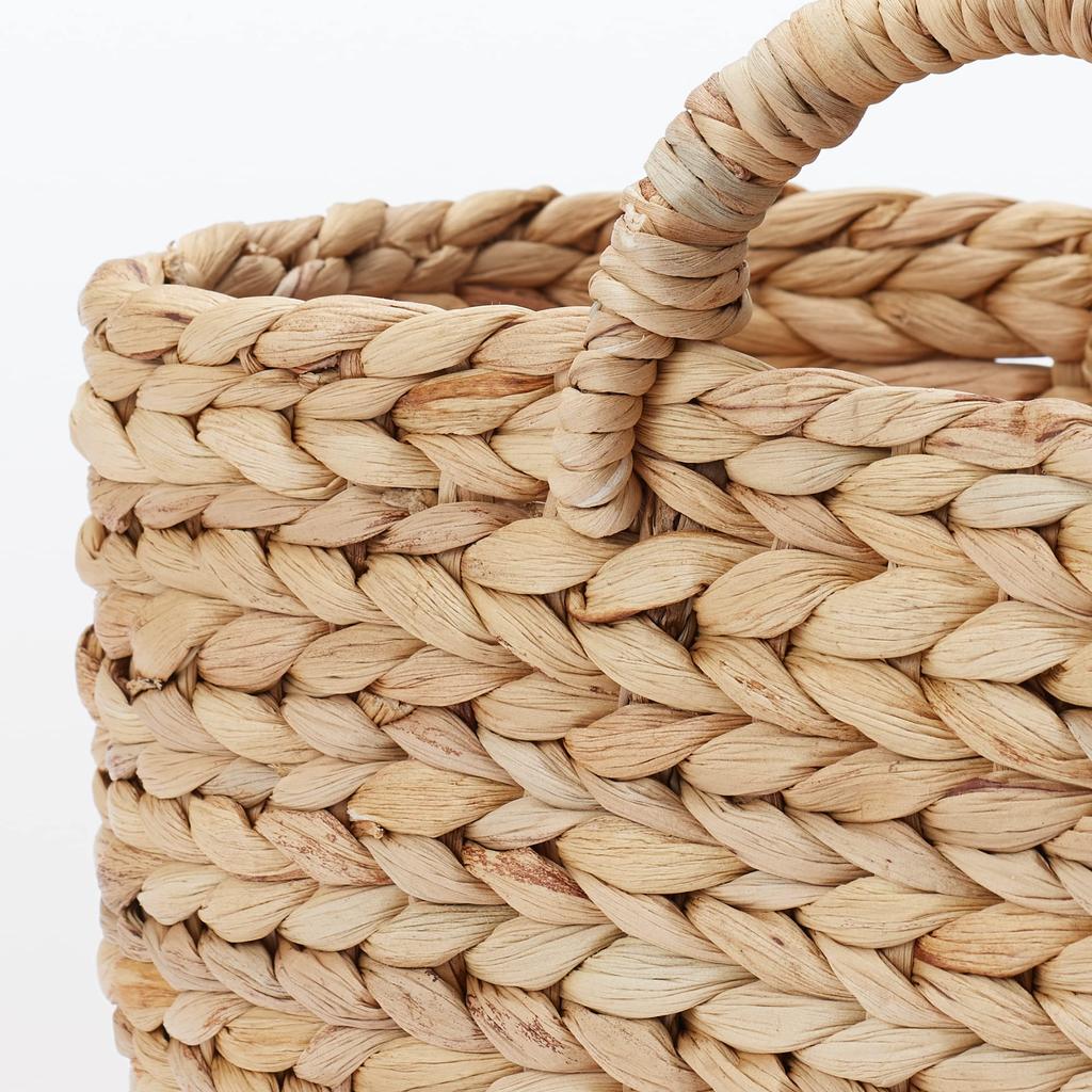 MUJI Oval Basket with Width 37 X Depth X Height Water 12057789 Handles, Small, 18.5 16cm, Hyacinth,