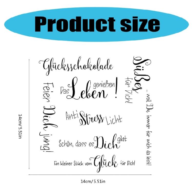 5 Stück Klarer Silikonstempel für Geburtstags Kartenherstellung Scrapbooking Deutsche Sprüche und Blumenstempel für Bastelverzierungen