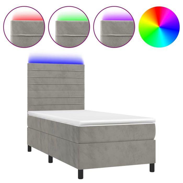 VidaXL Sommier à Lattes de Lit avec Matelas LED, Lit Rembourré, Lit Simple, Lit Adulte de Chambre à Coucher Intérieur, 3136167
