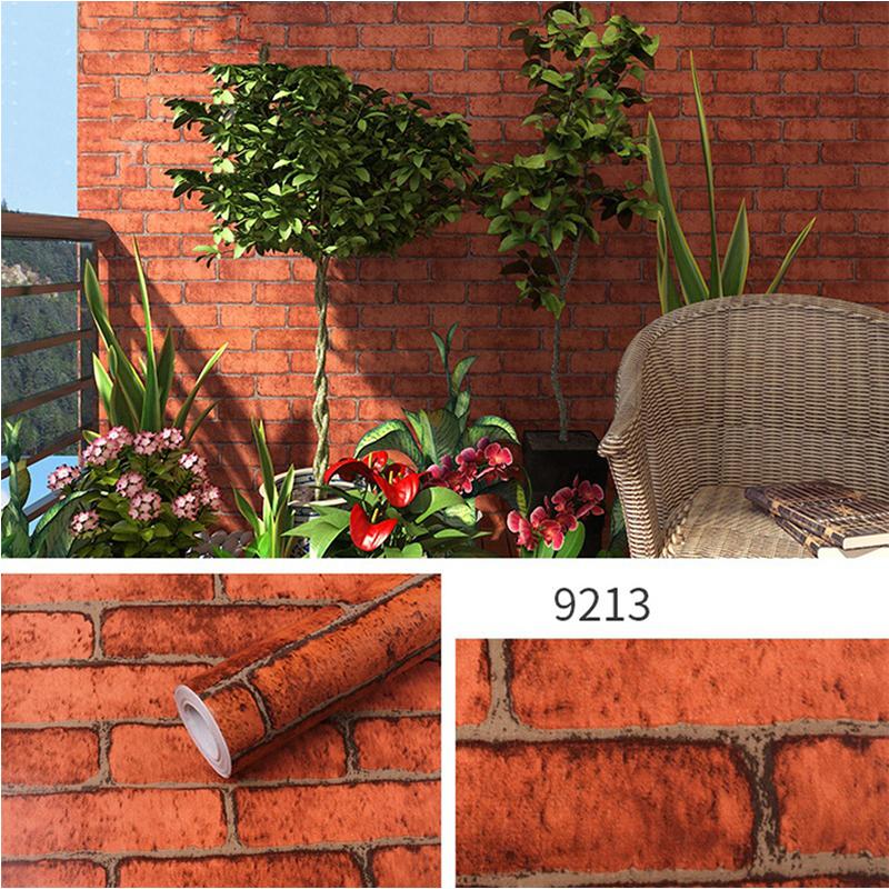 Self Sticking Pvc Retro Nostalgic Imitation Brick Texture Brown Red Brick Self-Adhesive Wallpaper For Home Decoration Vinyl Film Quality