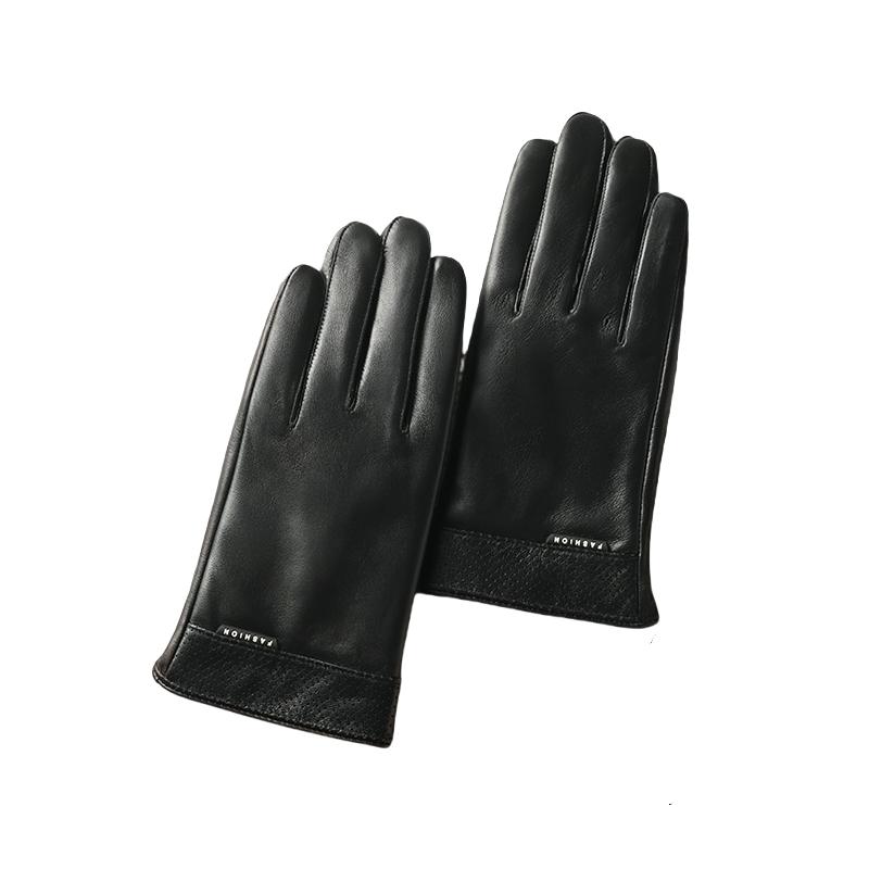 Men Genuine Spring Gloves Leather Gloves Touch Screen Black Real Sheepskin Thin Driving Gloves Business Brown Glove
