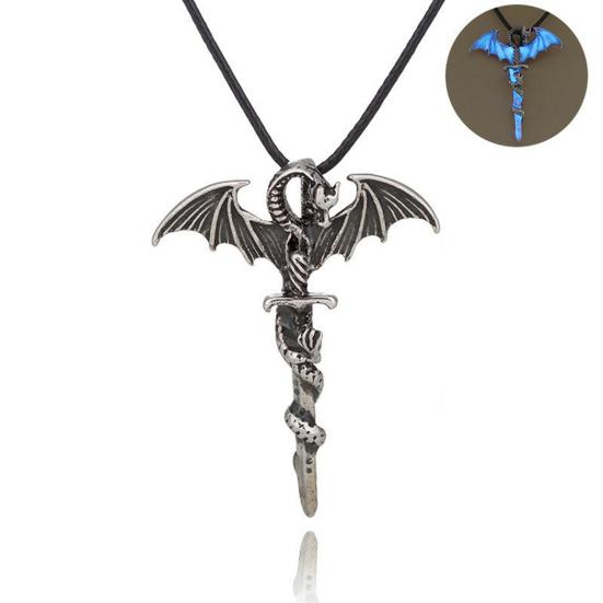Vintage Glow In The Dark Cross Pendant Necklace Luminous Halloween Jewelry