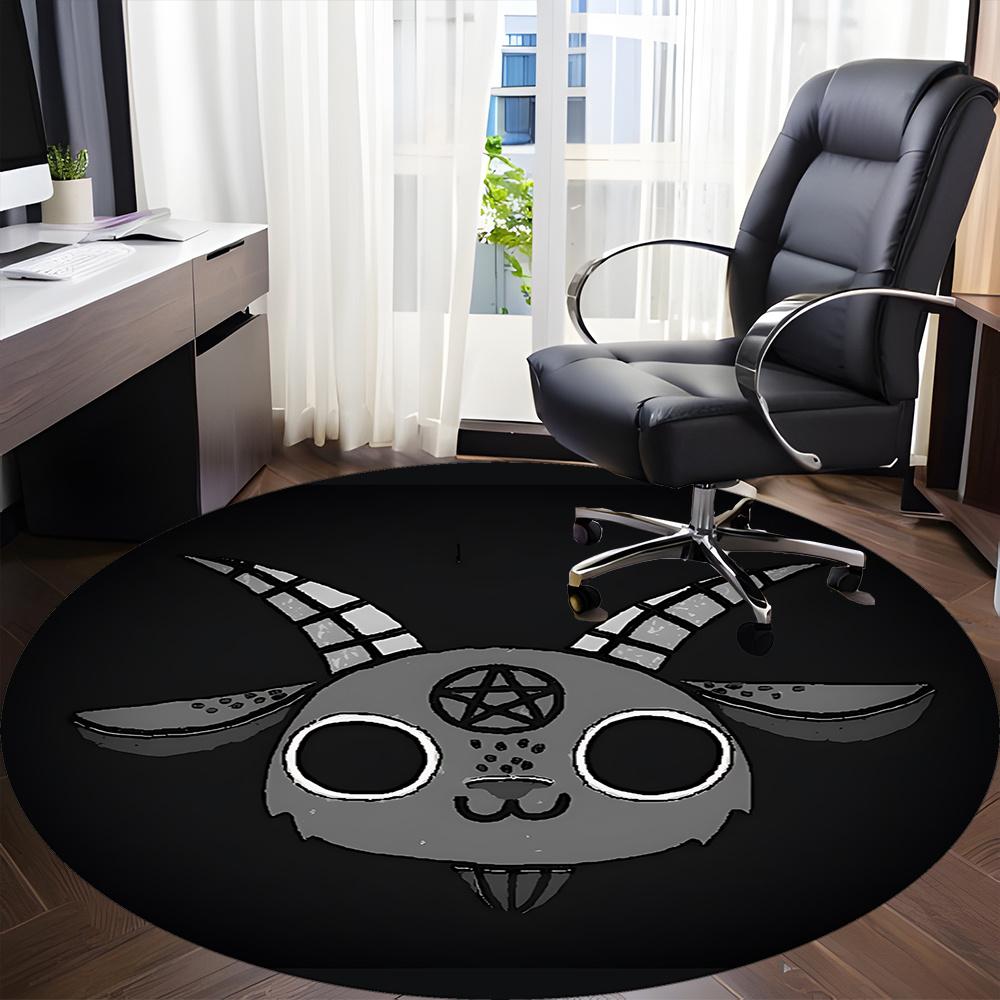 1pc Baphomet Goat Office Round Area Rug, Indoor Mat Suitable ForOffice, Under Office Chairs Bedroom Living Room Home Decor, Room Deco u24