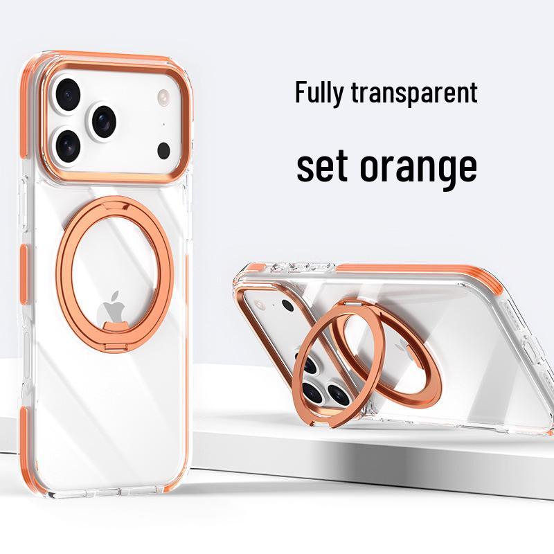iPhone 17 Pro Max Case: Dual-Color Frame with 360-Degree Gear Bracket, Transparent Design