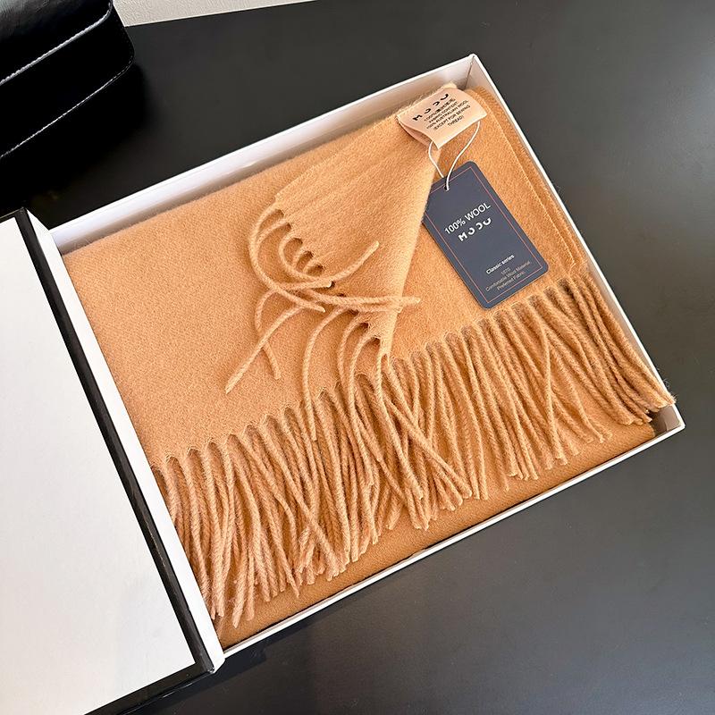 High-end 100% wool scarf women's winter thickened high-end new camel shawl birthday new gift