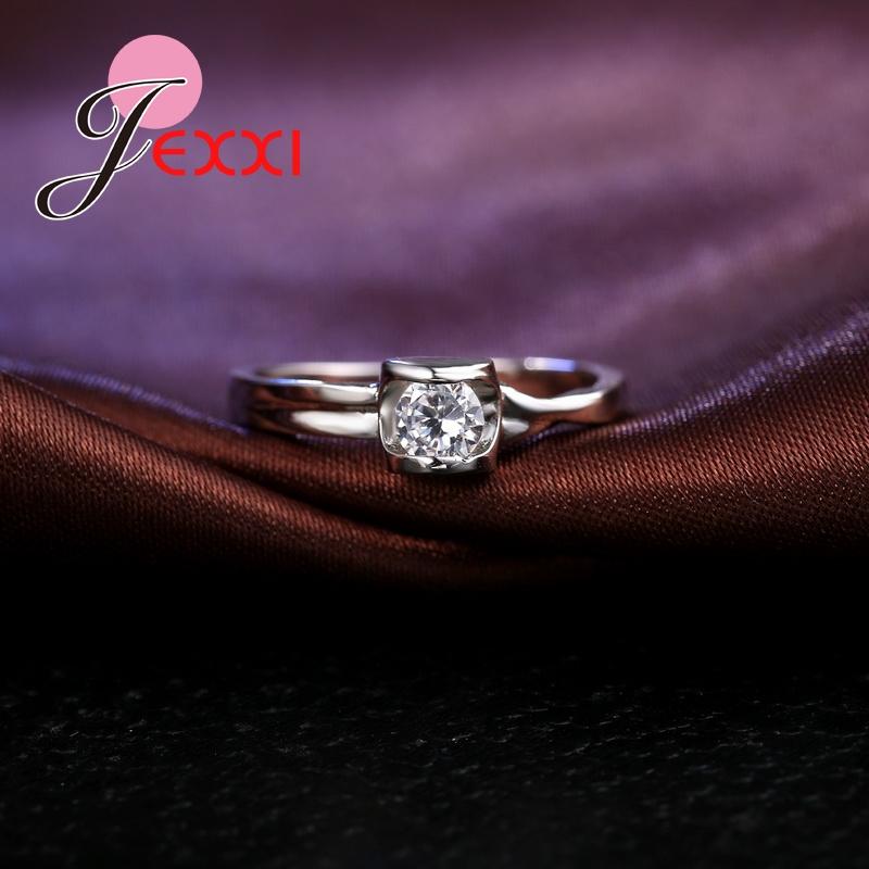 925 Silvers Personality Square Shaped Crystal Ring Beautiful Woman Man Wedding Engagement Jewelry