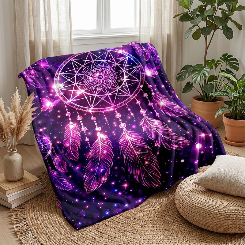 Purple Butterfly and Rose Decor Theme Blanket Lightweight Warm Flannel Blanket Decorative Throw Blanket for Home Decoration