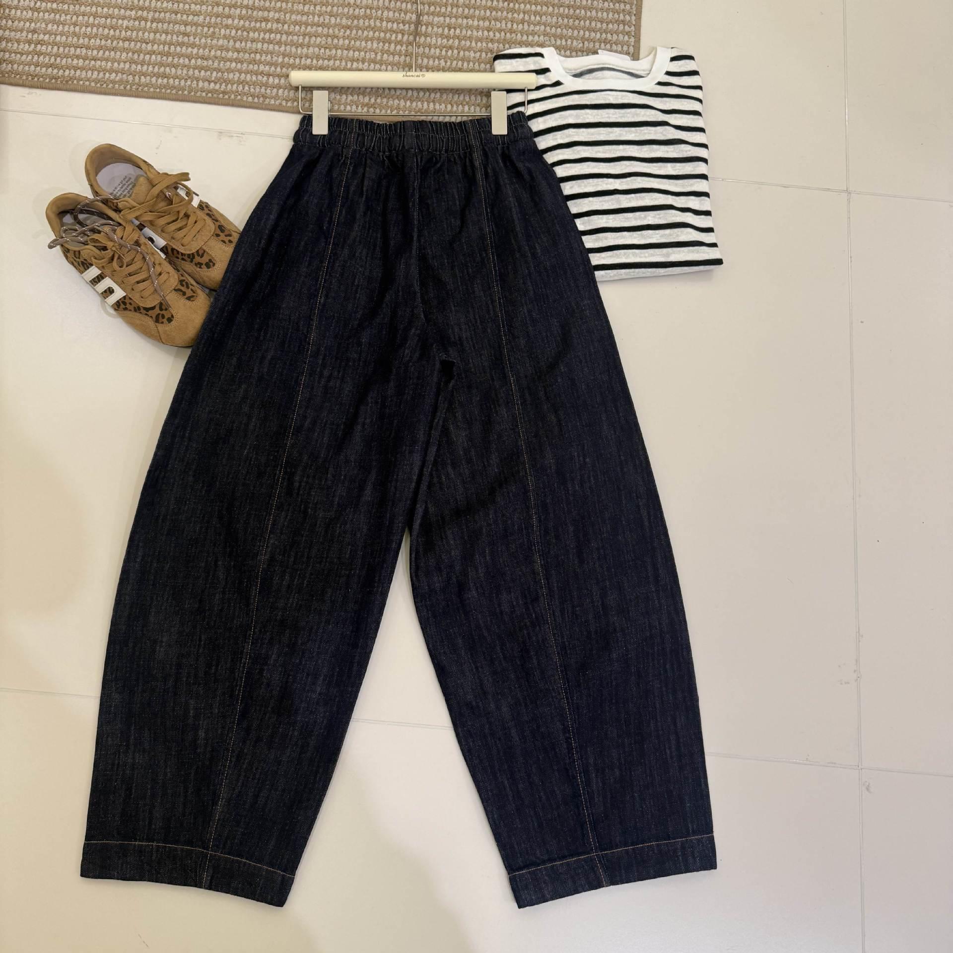 Women s Japanese Casual Elastic Waist Cargo Harem Pants Small темно-синий