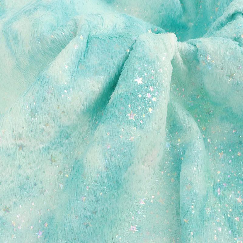 Mehrfarbiger Plüschstoff aus Kaninchenfell mit Sternmuster für Heimtextilien, Kleidung, Kissen, Polster, Schuhe und Hüte