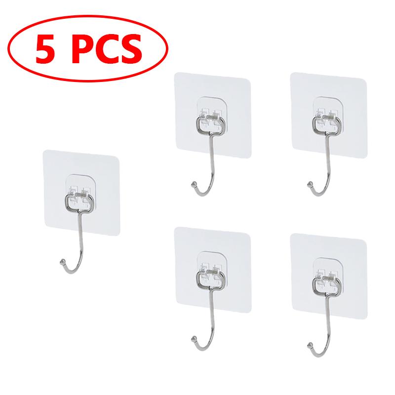

20 Pcs Big Size Hook Self-Adhesive PVC Stainless Steel Transparent Multi-Purpose Wall Holder Door Rack Kitchen Storage Organizer
