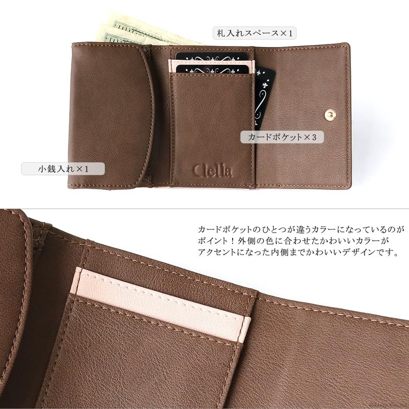 Clelia Women's Tri-fold Mini Wallet, Tricolor, Riberte Series [CL-17026] (Off-White)