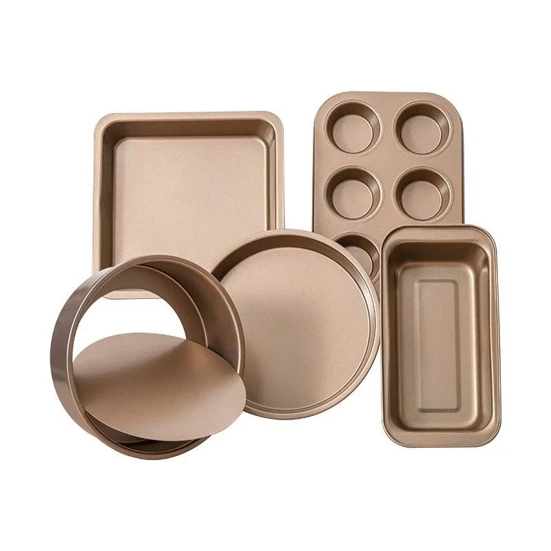 5Pcs Non-stick Cake Mold Carbon Steel Oven Bakeware Bread Loaf Pan Baking Set Home Baking Muffin Pans Bakeware Kitchen Gadgets
