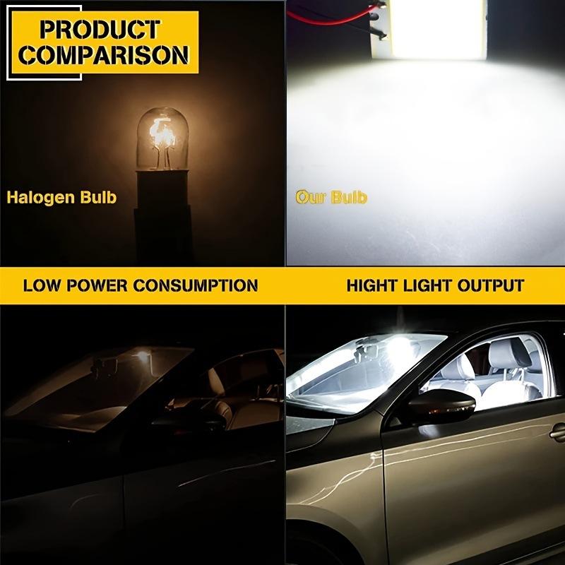 Car Interior Led Panel Light Kit Super Bright Cob Universal Adapters For Auto Dome Trunk Lighting Replacement