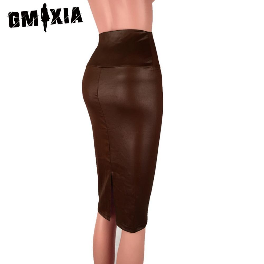 

GMXIA Женская Мода Повседневные Юбки с Разрезом Сзади Однотонные с Принтом Летние Весенние XXXL кофейный