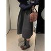 Highly Recommended: Retro Woolen A-line Pleated Skirt for Women - Korean Minimalist Style, Perfect for Autumn/Winter, Slimming Mid-length.
