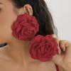 1 Pair Fabric Statement Pierced Earrings Large Simulation Petals Earrings  Women Jewelry