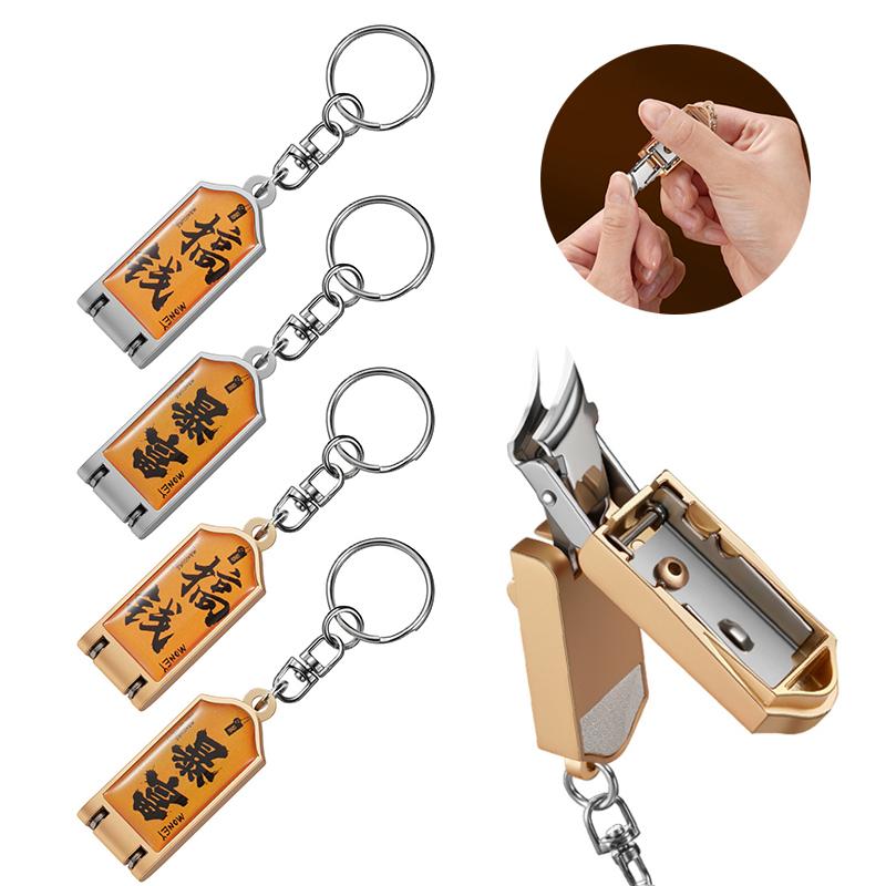 Mini Stainless Steel Folded Nail Clipper With Key Ring Handle Rotary Nail Clipper Nail Accessories And Tools Small Scissors